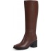 Knee High Boots for Women 2.56" Chunky Heel Round Toe Side Zipper Fall Winter Dress Tall Boots for Women