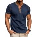 Mens Short Sleeve Shirts Casual Cotton Henley Shirts Slim Fit Summer Classic T-Shirts