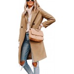 Women's Winter Wool Coat Casual Notch Lapel Single-Breasted Peacoat