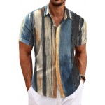 Men's Linen Shirts Short Sleeve Casual Shirts Button Down Shirt for Men Beach Summer Wedding Shirt