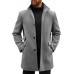 Mens  Coats Single Breasted Stand Collar Casual Slim Fit Trench Coat Mid Long Winter Overcoat with Pockets